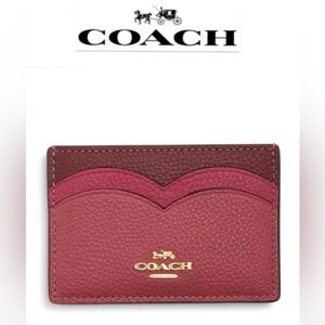 Coach HEART card case CU138. NWT IM/Rouge multi